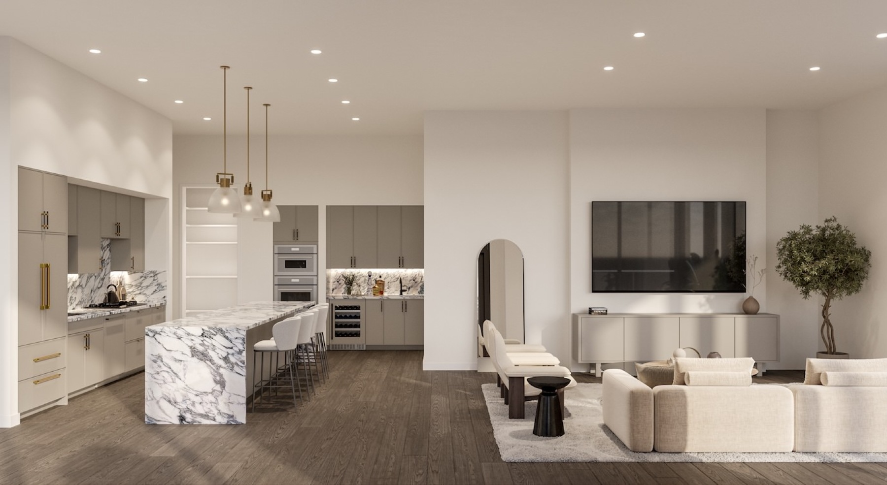 Open space living area with natural lighting
