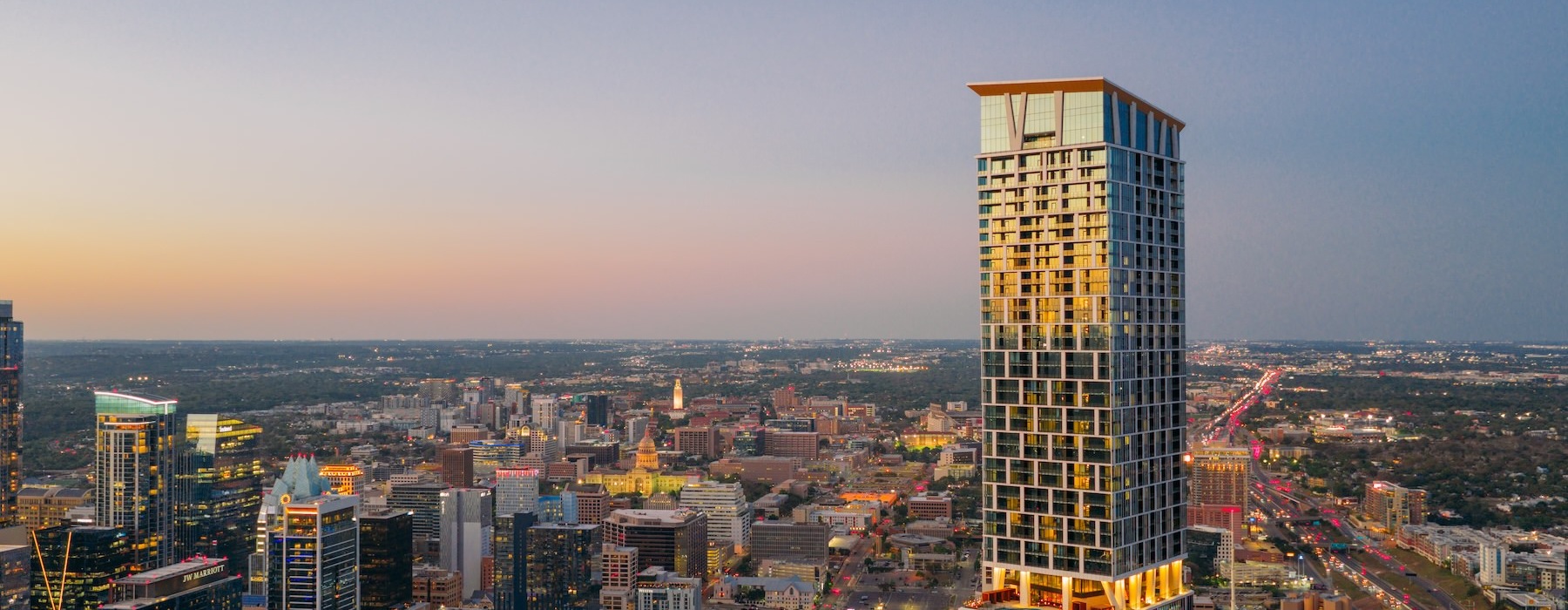 a tall building in a city