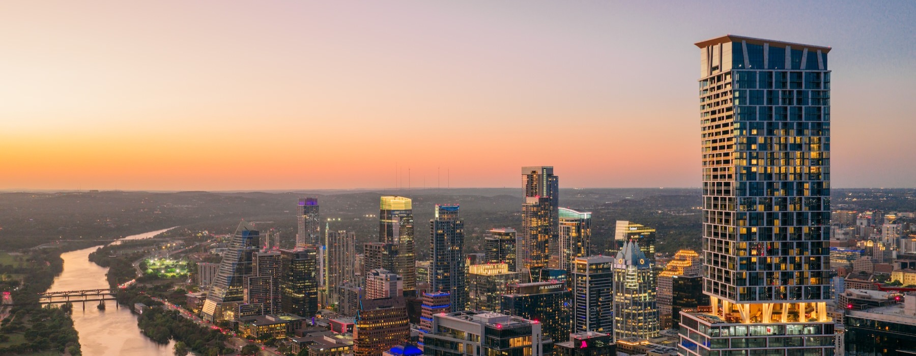 an aerial view of a city