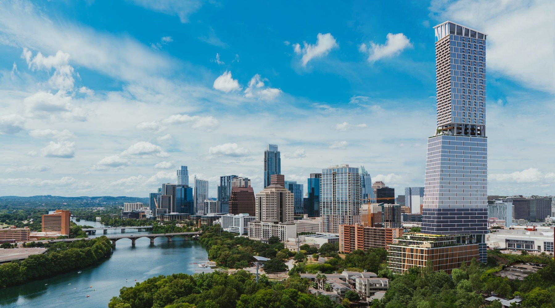 an aerial view of a city