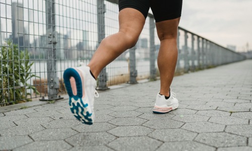 someone running in a city